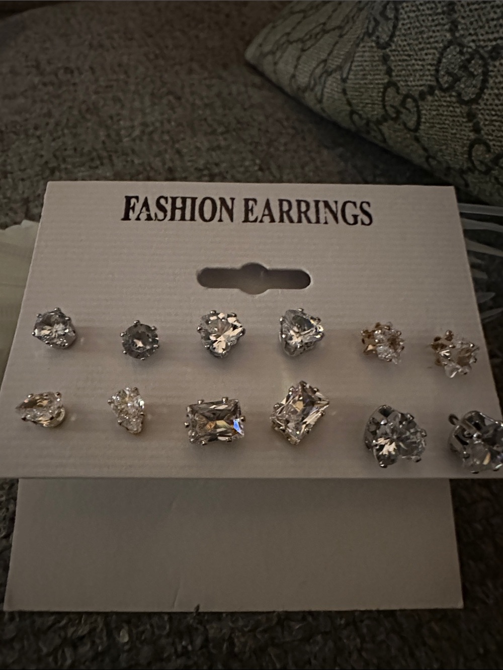 Source Unknown - Clear Crystal Stud Earring Set